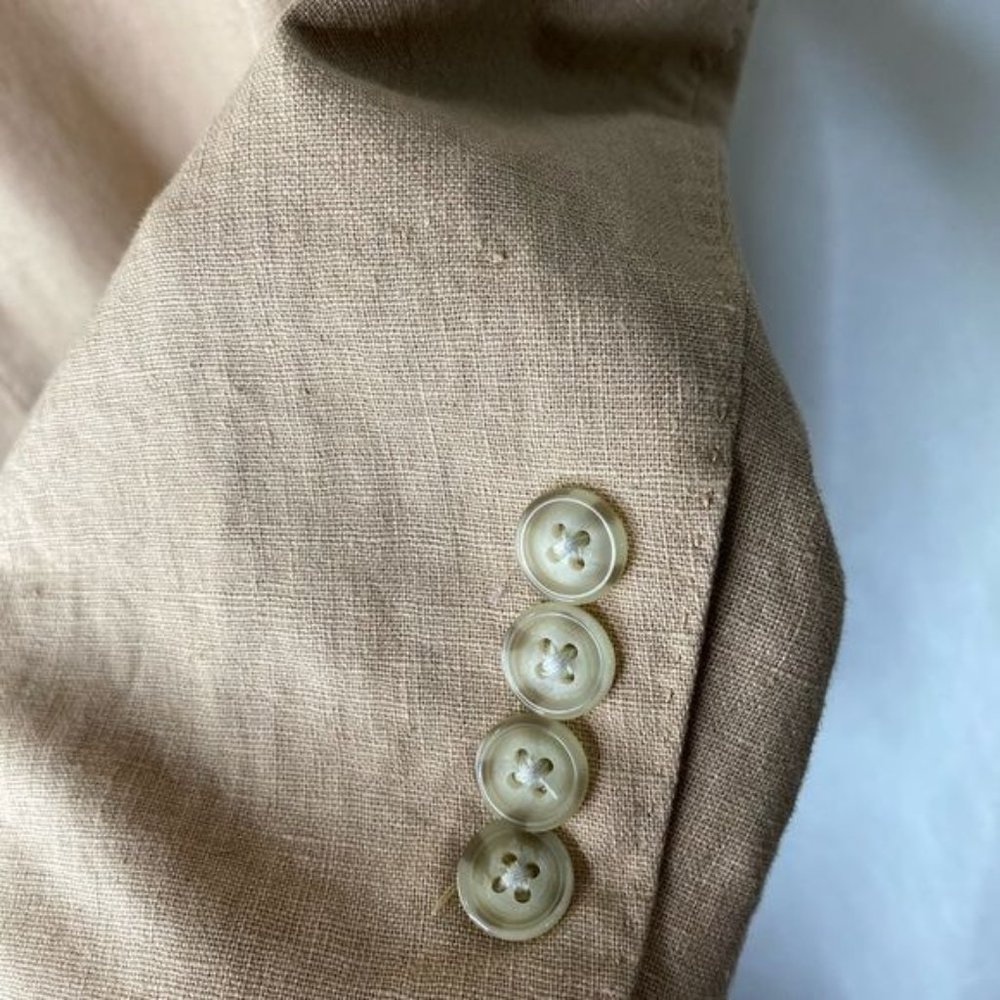 Perry Ellis mens blazer Tan Linen Cotton size 46 Regular 2-button - Picture 7 of 16